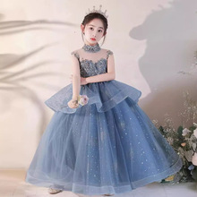 儿童礼服蓬蓬公主裙主持人2024新款洋气走秀钢琴演出服法式轻奢女