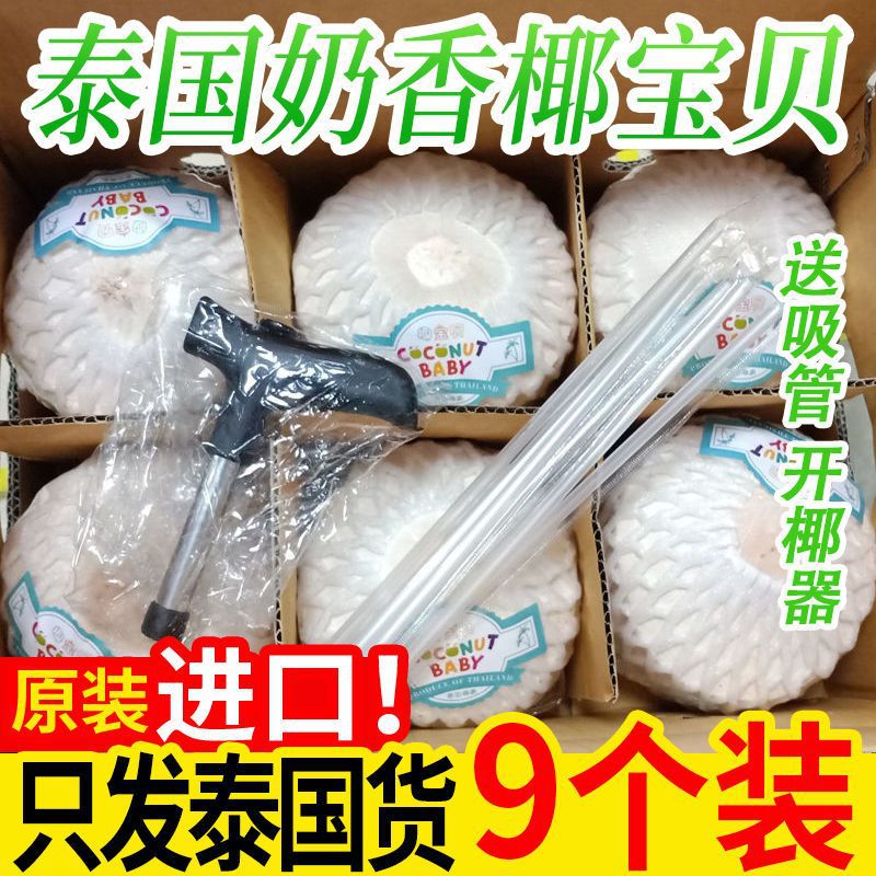 批发【泰国】超甜奶香椰青9个装椰子新鲜水果批发多汁水赠开椰器