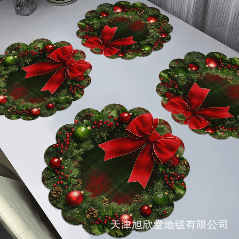 跨境亚马逊圣诞节雪花餐垫桌垫家用防滑耐脏桌面溪水速干沥水杯垫|undefined