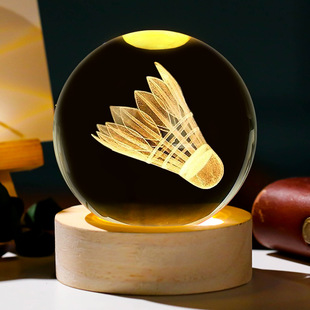 Cross-border wholesale badminton crystal ball souvenirs small prizes sports gifts football carving crafts