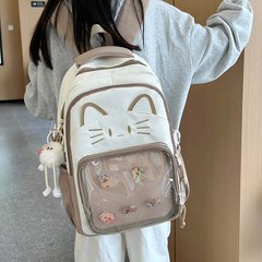 日本系insかわいい猫のランドセル女性透明バー痛みバッグ新大容量カバン中学生バックパック