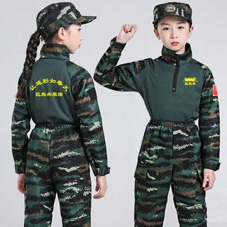 【巨熊兵】厂家批发儿童迷彩服套装加工定制印字logo图标在线学生