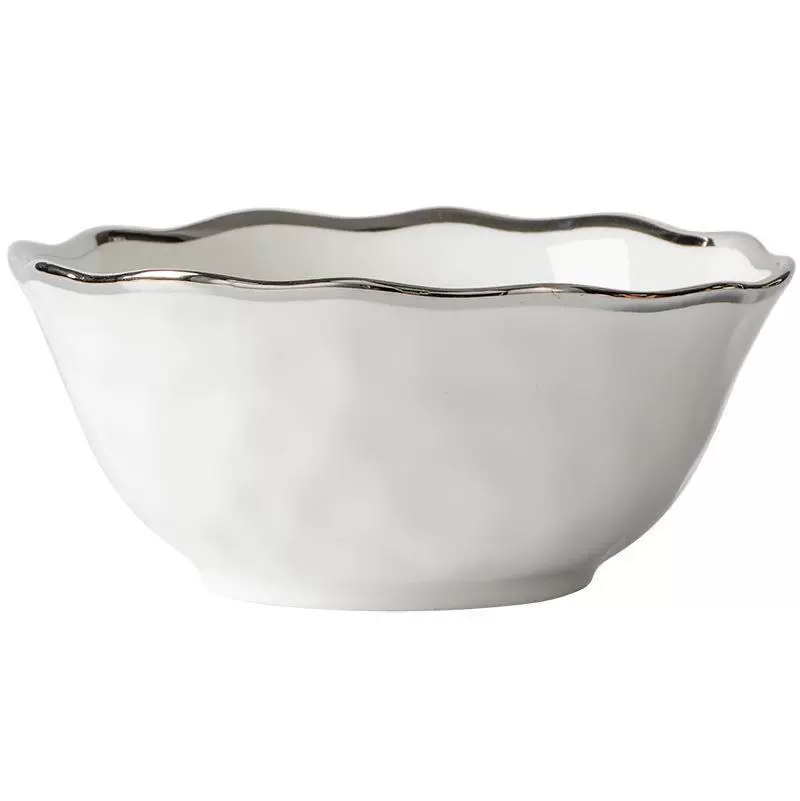 Ceramic Tableware Set, Light Luxury Style, Silver Hammered Hammer-Edge, Multi-piece Soup & Dinner Service