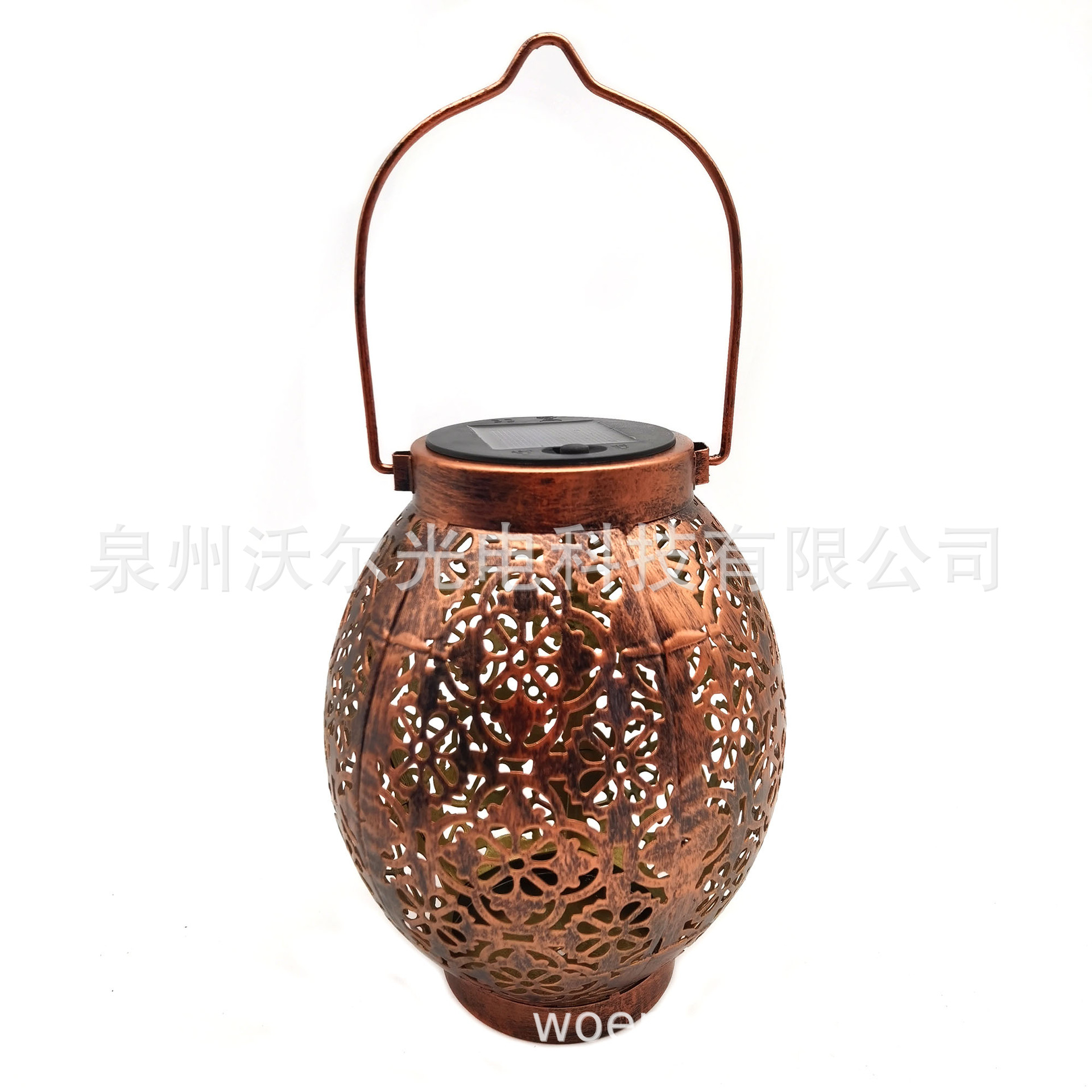 亚马逊精选LED太阳能铁艺灯笼 镂空挂灯 户外庭院灯 景观灯草坪灯