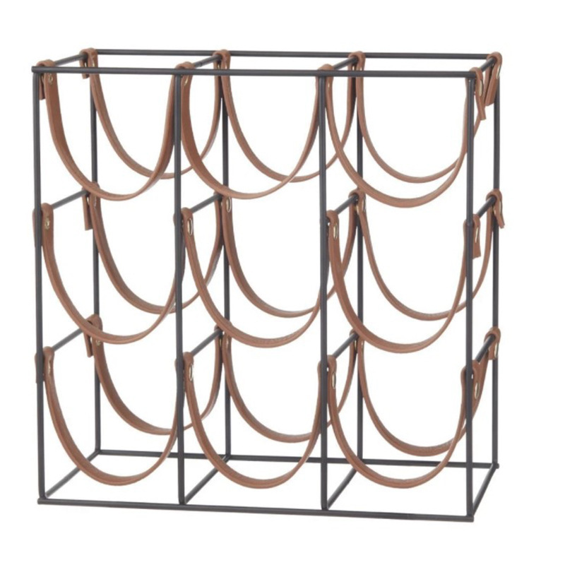 Hogar cocina drinkware hierro creativo estante del vino tira de cuero estante del vino del hogar estante de exhibición con la tira fabricante