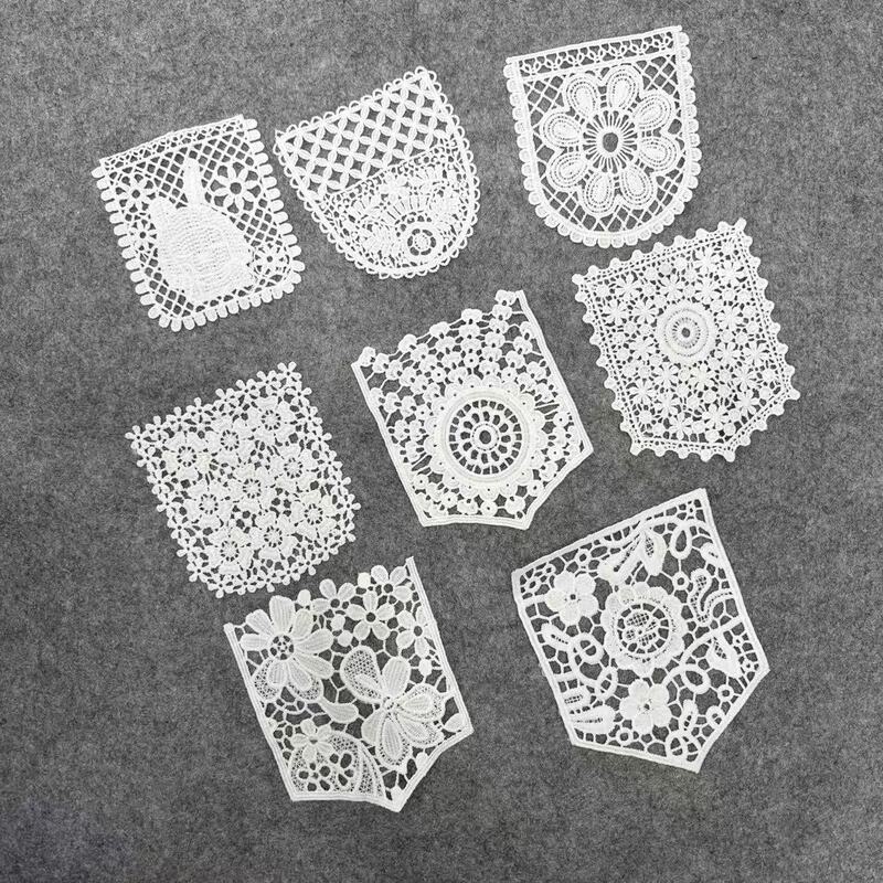 White Exquisite Embroidered Flower Patches, Fake Pockets, DIY Handmade Accessories, Clothing and Bag Decoration
