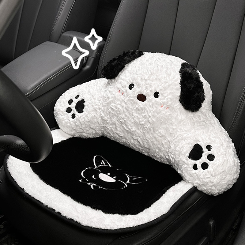 アニメ車の座布団秋冬のぬいぐるみ保温凍結防止車のシートクッションかわいい子犬のシングルシート車用座布団|undefined