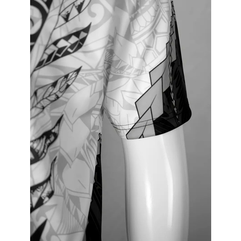 Venta caliente color de contraste abstracto hojas geométricas impresión 3D hombres calle alta todo fósforo solapa de hombro suelta cremallera camisa POLO