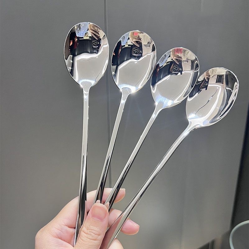ステンレススプーン韓国式家庭用食事スプーンネット赤創意可愛いデザートスプーン長柄【スプーンを厚くする】|undefined