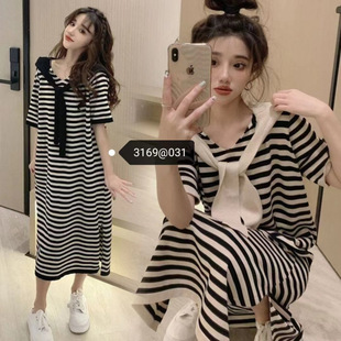 Summer Breastfeeding Clothes Hot Mom's Postpartum Wear Breastfeeding Clothes Lazy Style Knitted Ice Silk Breastfeeding dress