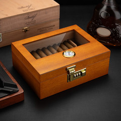 ナスロン (CIGARLOONG) シガーボックスシダーウッド暗号ロック湿度計加湿器大容量保湿