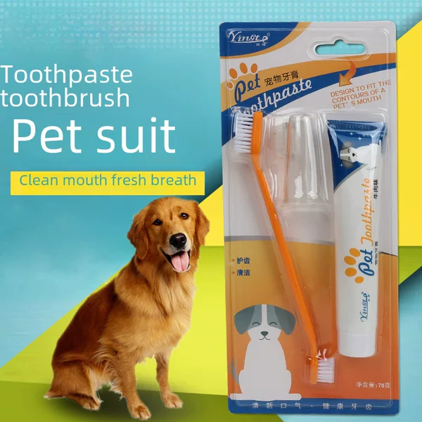 Pet Toothbrush Toothpaste Cat Dog Toothpaste Set Dog Cat Oral Care Toothbrush Pet Supplies Factory Direct Sales