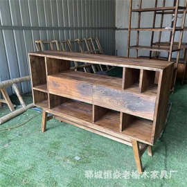 老榆木格子斗柜客厅靠墙餐边柜文玩博古架落地式储物收纳架置物柜
