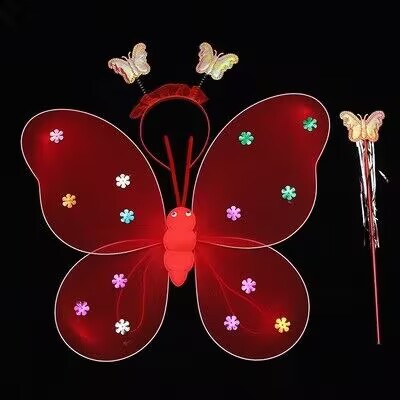 Ángel de los niños brillantes alas La Mariposa decoración trasera juguete niña magia rendimiento princesa hadas falda rosa