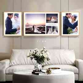 Y8Z婚纱照放大挂墙床头组合画框结婚照洗照片相框定 制客厅挂画装