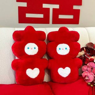 Popular Chinese Wedding Supplies, Wedding Plush Happy Word Pillows, a Pair of Newlywed Room Bed Decoration Cushions