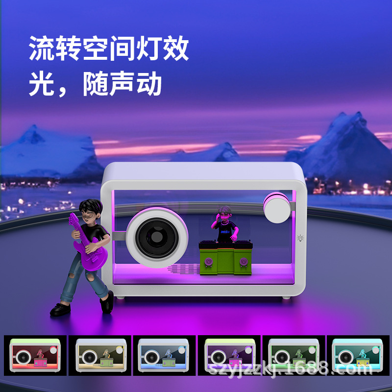 Altavoz portátil de audio Bluetooth simple transparente con faro 2024 nuevo colorido creativo audio Bluetooth