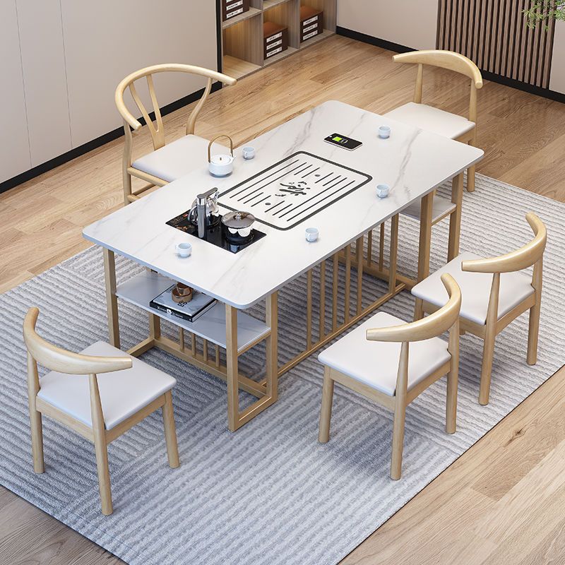 Teahouse balcony Tea tables and chairs combination household Kungfu Online Tea Service tea table tea set suit one