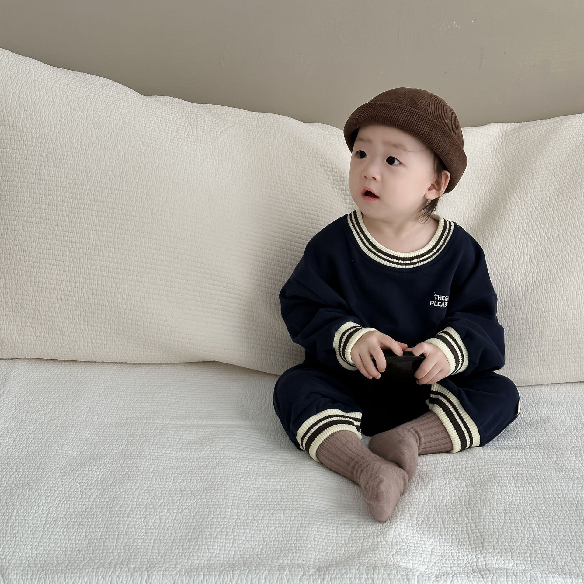 Ropa de primavera y otoño para niños, ropa infantil de estilo coreano, mono para bebé, conjunto de otoño, pelele de manga larga para niños, mameluco para bebé, estilo otoñal.