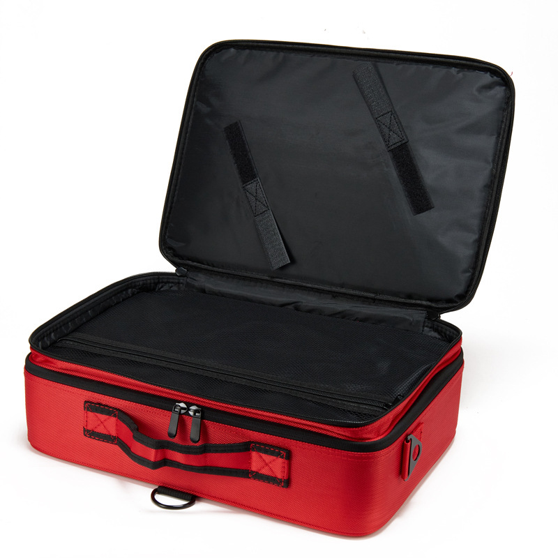 Bolsa de maquillaje portátil de gran capacidad con espejo, bolsa de almacenamiento para herramientas de tatuadores y manicuristas, bolsa con compartimentos desmontables, impermeable