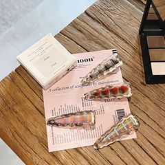 新款韩国清透云朵三角发夹格子无痕发夹清新法式鸭嘴夹发卡发饰