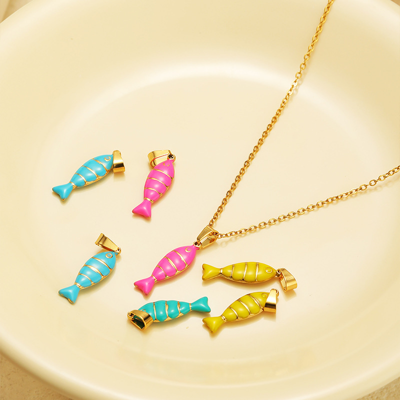 9g Weight Pendant Jewelry Making Type DIY Jewelry Accessories Classification 5 PCS/Package Quantity Resin Material Fish Pattern Enamel Design Cute, Simple Style Style 5 PCS/Package Resin Fish Pendant 9