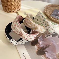 韓版小清新波點發箍高顱頂壓碎發百搭髮飾布藝圓點蝴蝶結交叉頭飾