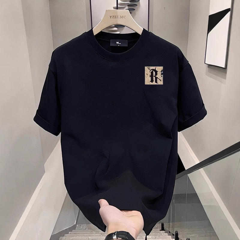 T-Shirt Trendy Brand High-End Short-Sleeved Men's 2025 New Summer Ins Loose Heavyweight Round Neck Pure Cotton Handsome Top T-Shirt