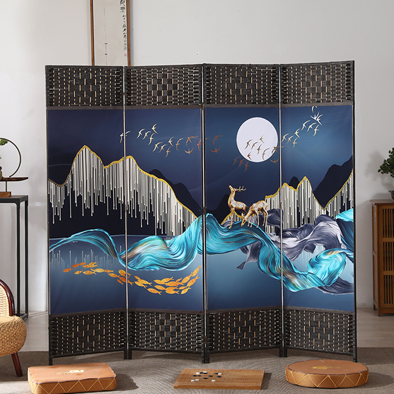 中国風のシンプルなスクリーンパーティション壁屏風リビングルーム寝室ブロッキングシンプルモダンな折りたたみモバイル布バリアホーム