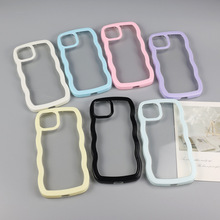适用苹果16Promax大波浪二合一手机壳IP15彩色立体边框创意保护套