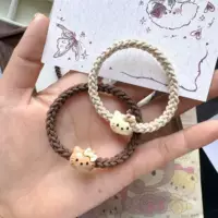 Коричневая резинка для волос в японском стиле с кремовым рисом, корейская прочная плетеная базовая высокоэластичная коса, простая ниша