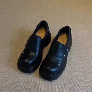 in stock and fast delivery! Vintage muffin platform-soled loafers women's minimalist fashion versatile big toe small leather shoes interior height-increasing shoes