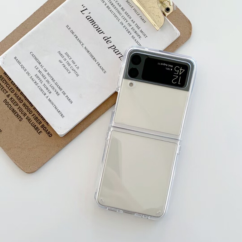 For Samsung galaxy z flip3 phone case transparent hard case soft edge zflip folding protective case F7110