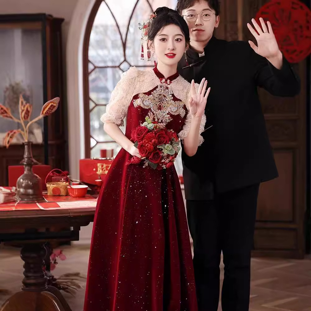 Wedding Dress for the Bride, Engagement Dress, 2026 New Style Improved Cheongsam, Red New Chinese Style Cheongsam, Homecoming Dress for Marriage