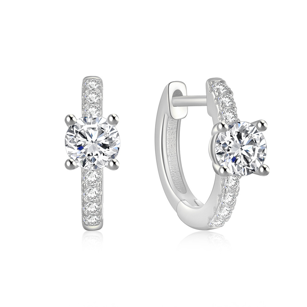 Jewelry Pattern 1 Pair 925 Sterling Silver Zircon Jewelry Hoop Earrings