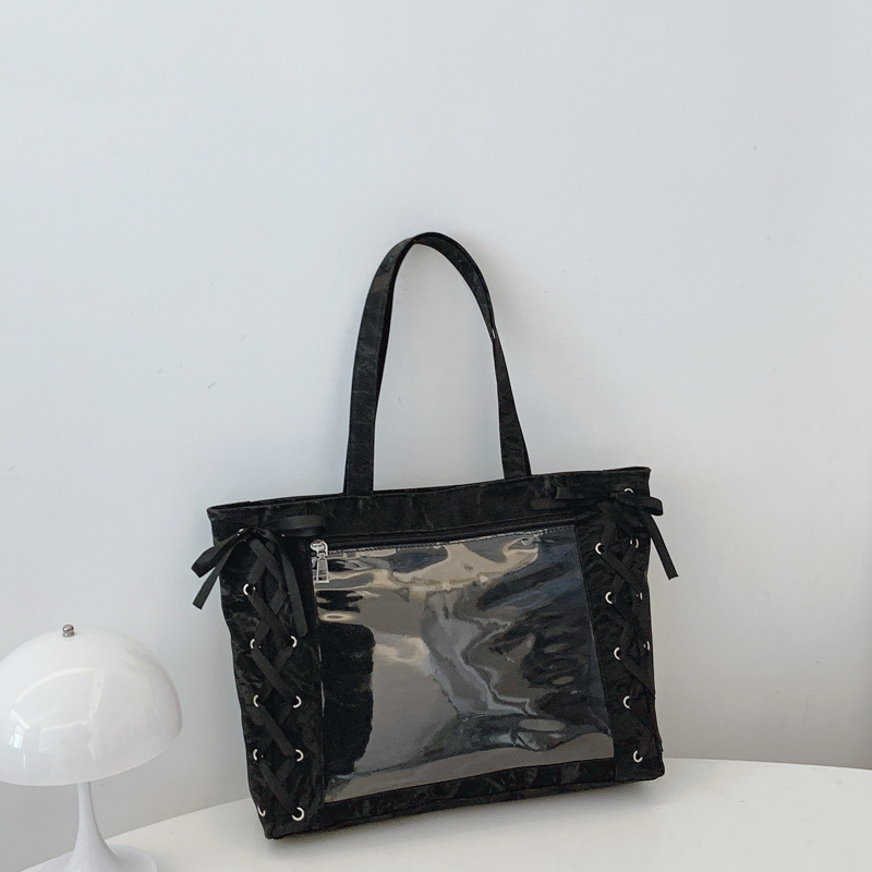 Bolsa de gran capacidad para mujeres dulces niñas de dos dimensiones transparentes 2025 primavera y verano pequeñas bolsas de hombro bajo la axila fresca