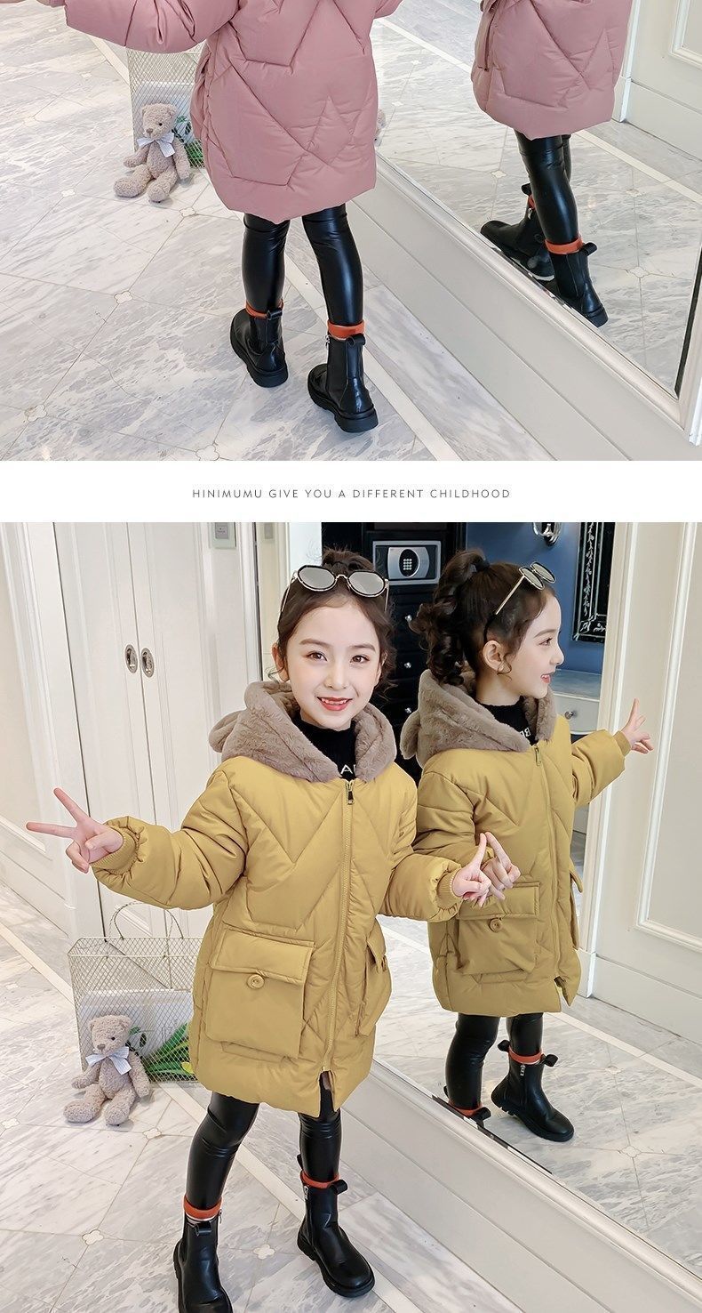 Girls' cotton thickened winter outfit, 2023 new medium to large children's down jacket, cute mid_voghion.com