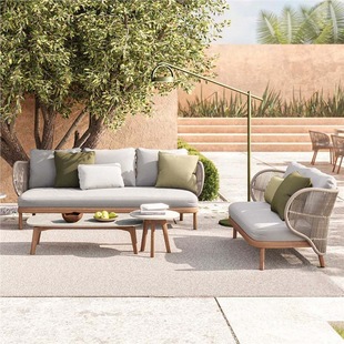 Outdoor Sofa Villa Courtyard Hotel Terrace Aluminum Alloy Waterproof Outdoor Sun Room Rattan Sofa Combination