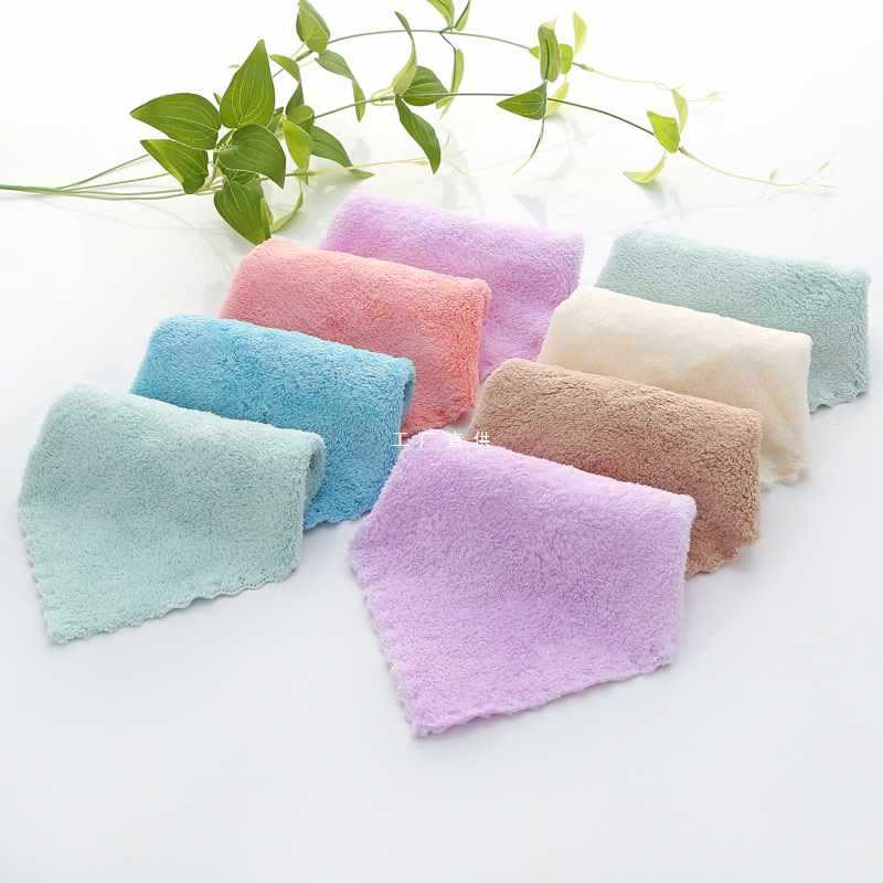 Factory batch high density thick coral fleece small square towel face towel children's small towel medium towel soft absorbent custom LOG