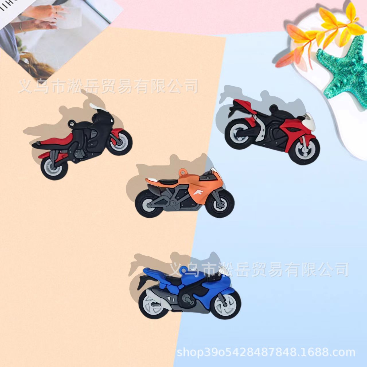 跨境热销卡通立体软胶摩托车公仔钥匙扣汽车钥匙扣包包挂件