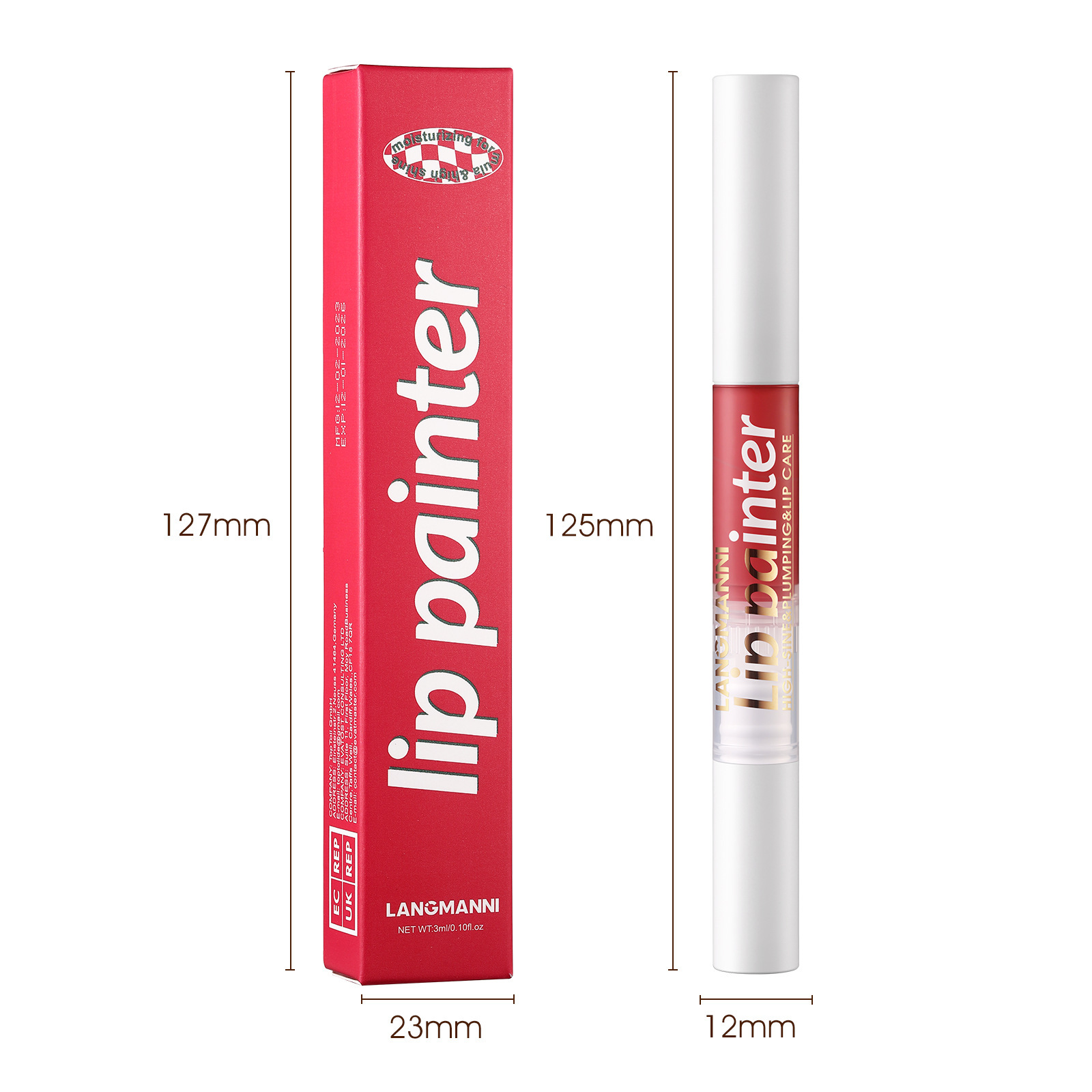 LANGMANNI nuevo brillo de labios giratorio perlado fácil de colorear brocha suave brillo de labios flash