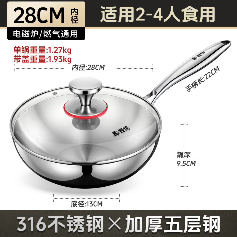 Pan de acero inoxidable sin recubrimiento doméstico 316 horno electromagnético de fondo plano de grado alimenticio no pegajoso pan de col para dos personas
