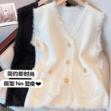 温柔气质新品领新品马甲女春秋大码新品显瘦毛衣背心外搭上衣