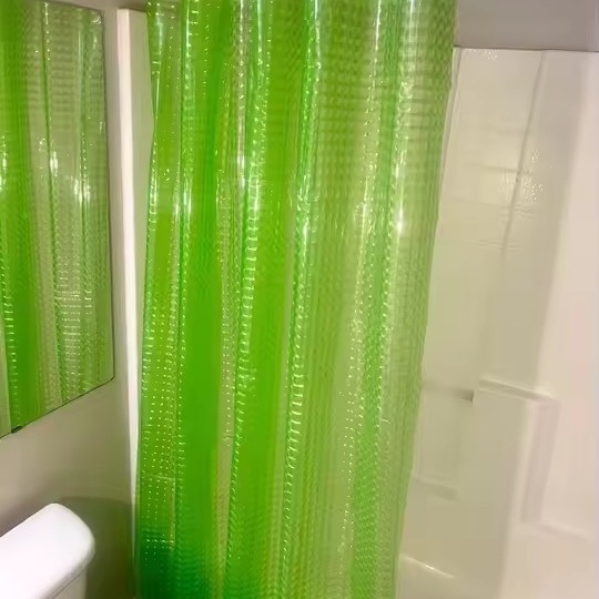 Cortina de ducha semitransparente con diseño de cubo de agua 3D, disponible para dropshipping, impermeable, antiadherente, gruesa y resistente al moho.