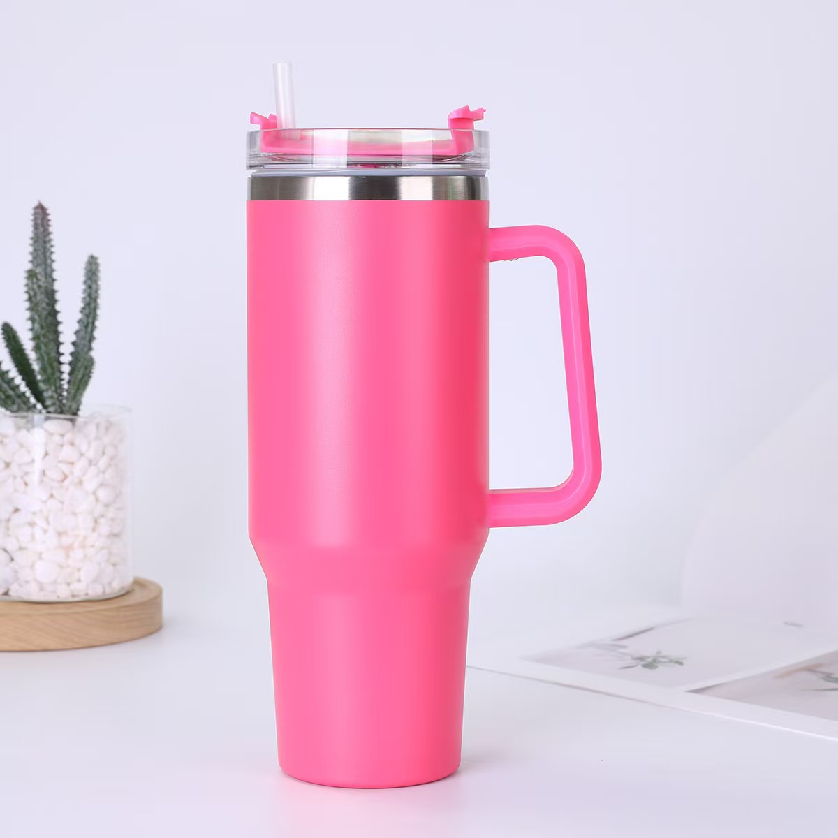 Gran capacidad 40oz mango taza helado taza 304 Acero inoxidable vacío aislado taza coche paja cerveza al por mayor