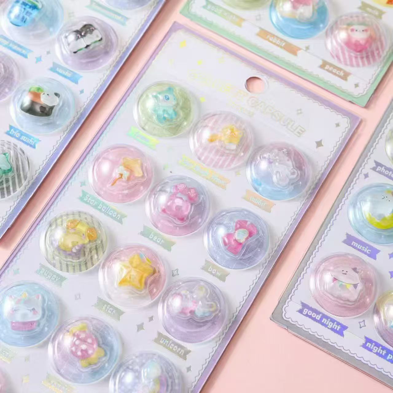 3D胶囊浮雕水晶创意图鉴立体儿童贴纸手机相机装饰贴