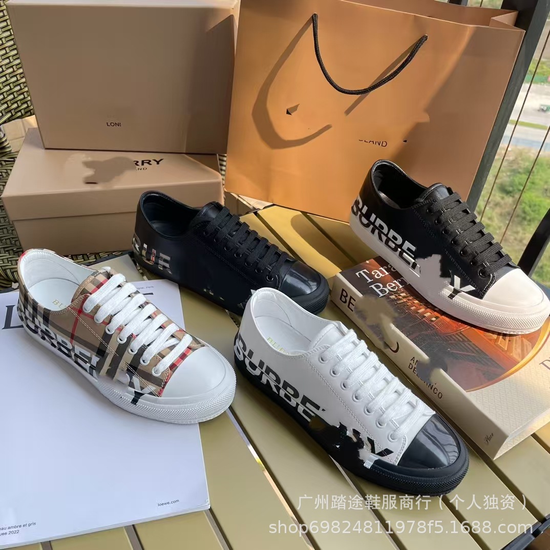 欧洲站B家新款巴宝牌女款板鞋时尚网红同款运动低帮防滑帆布鞋