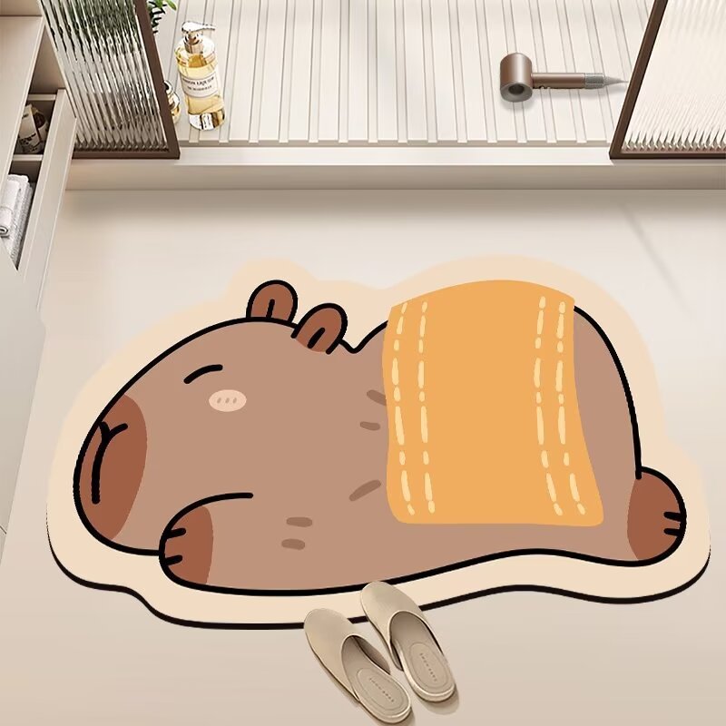 かわいいカピバラ浴室の新しい珪藻泥マットトイレ吸水滑り止め速乾汚れ耐磨耗マット|undefined