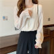 Lotte Resellers Super Fairy Pleated Chiffon Shirt for Spring and Autumn Loose All-match Long-sleeved Western Style Women's Clothing