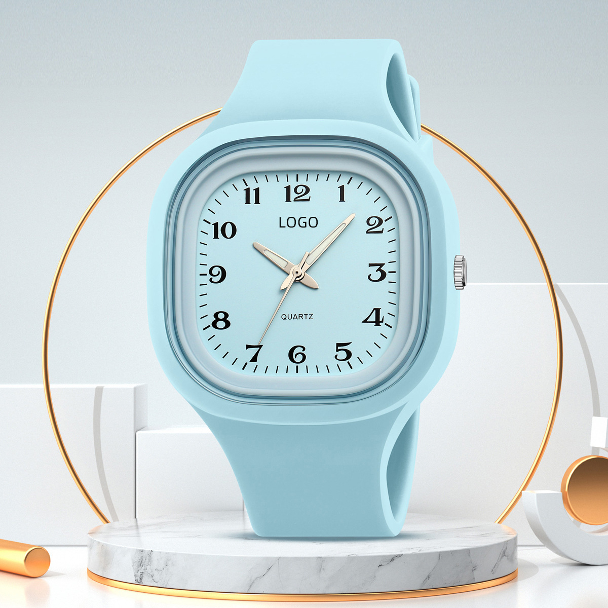 Reloj cuadrado simple 50 metros correa de silicona impermeable para estudiantes de género relojes de pulsera relojes de cuarzo fábrica personalizada silenciosa